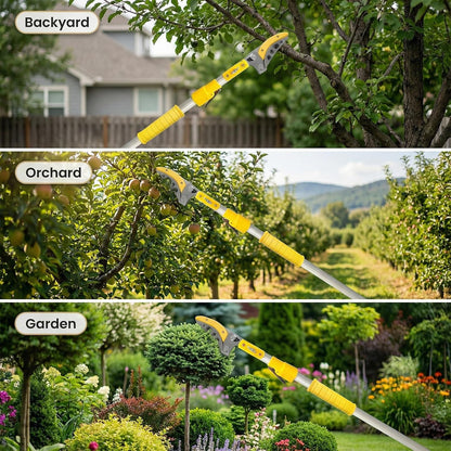 Telescopic Pole Pruner & Fruit Picker with Locking Adjustable Head