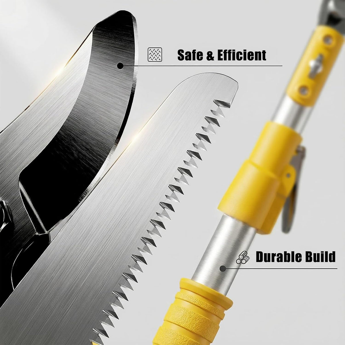 Telescopic Pole Pruner & Fruit Picker with Locking Adjustable Head