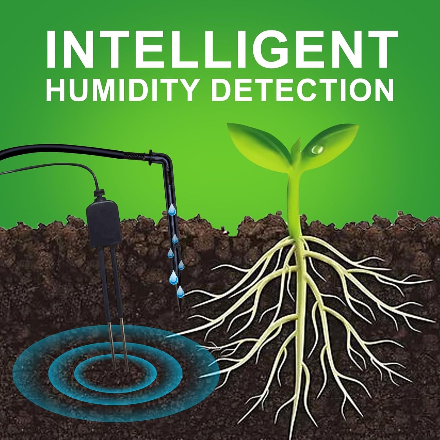 Drip Irrigation kit Indoor Plant Irrigation System Automatic Plant Waterer Plant Humidity Sensor Timer Water drip System kit to Growing Tent self Watering Automatic Mister kit Greenhouse（1 Sets）