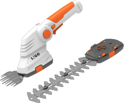 LIGO 2-in-1 Cordless Grass Shear and Shrub Trimmer, 7.2V Lightweight Handheld Lawn Edger & Hedge Clipper with Rechargeable Battery for Garden, Yard, and Bush Trimming