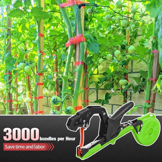 Easy & Fast Plant Tying Machine for Tomatoes, Grapes, Cucumbers - Professional Tying Tool Saves Labor with Spare Tapes and Staples, Green/Black