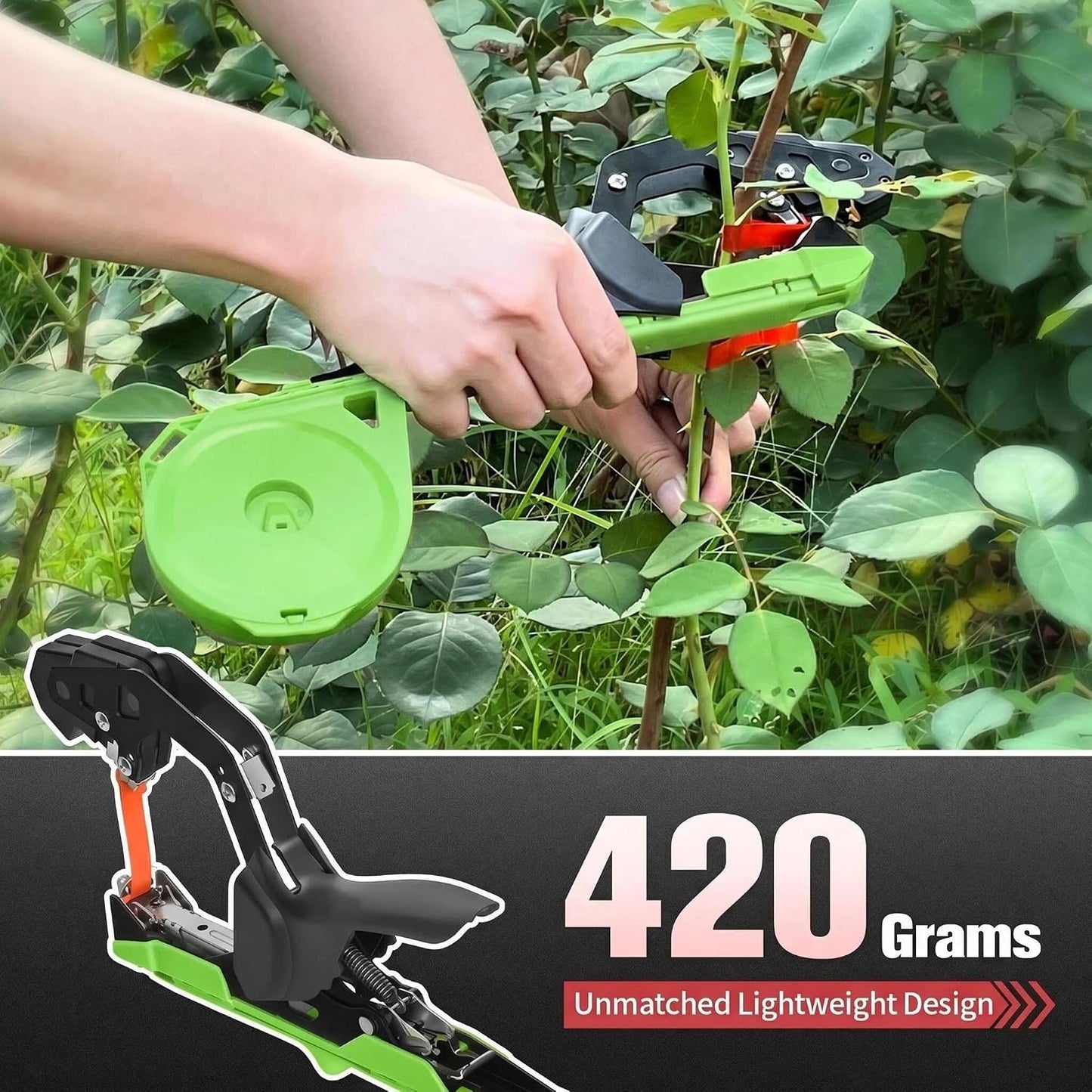 Easy & Fast Plant Tying Machine for Tomatoes, Grapes, Cucumbers - Professional Tying Tool Saves Labor with Spare Tapes and Staples, Green/Black