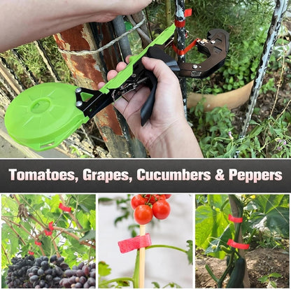Easy & Fast Plant Tying Machine for Tomatoes, Grapes, Cucumbers - Professional Tying Tool Saves Labor with Spare Tapes and Staples, Green/Black