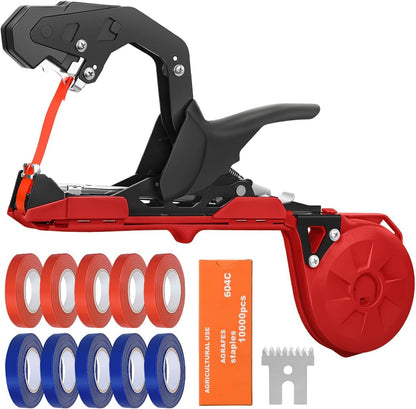 Easy & Fast Plant Tying Machine for Tomatoes, Grapes, Cucumbers - Professional Tying Tool Saves Labor with Spare Tapes and Staples, Green/Black