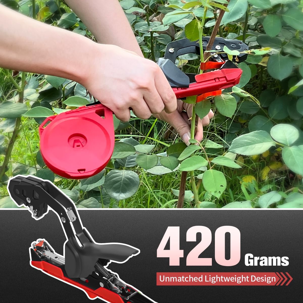 Easy & Fast Plant Tying Machine for Tomatoes, Grapes, Cucumbers - Professional Tying Tool Saves Labor with Spare Tapes and Staples, Green/Black