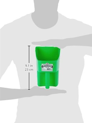 Little Giant® Plastic Enclosed Feed Scoop | Heavy Duty Durable Stackable Feed Scoop with Measure Marks | 3 Quart | Ranchers, Homesteaders and Livestock Farmers | Lime Green