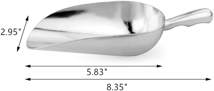HORNO Pack of 2 Silver Cast Aluminum Shovel Scoops，Ideal for Ice Cube, Coffee Bean, Food, Candy, Flour, Dry Goods,Spice（12oz）