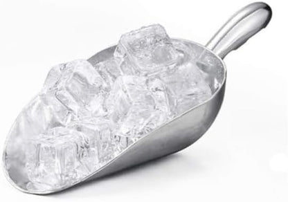 HORNO Pack of 2 Silver Cast Aluminum Shovel Scoops，Ideal for Ice Cube, Coffee Bean, Food, Candy, Flour, Dry Goods,Spice（12oz）