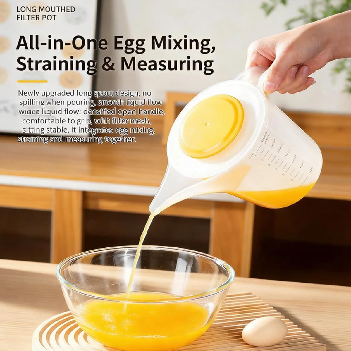 1500ML Measuring Funnel Pitcher, Plastic Measuring Cup with Long Spout