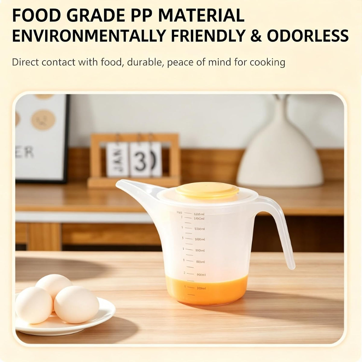 1500ML Measuring Funnel Pitcher, Plastic Measuring Cup with Long Spout