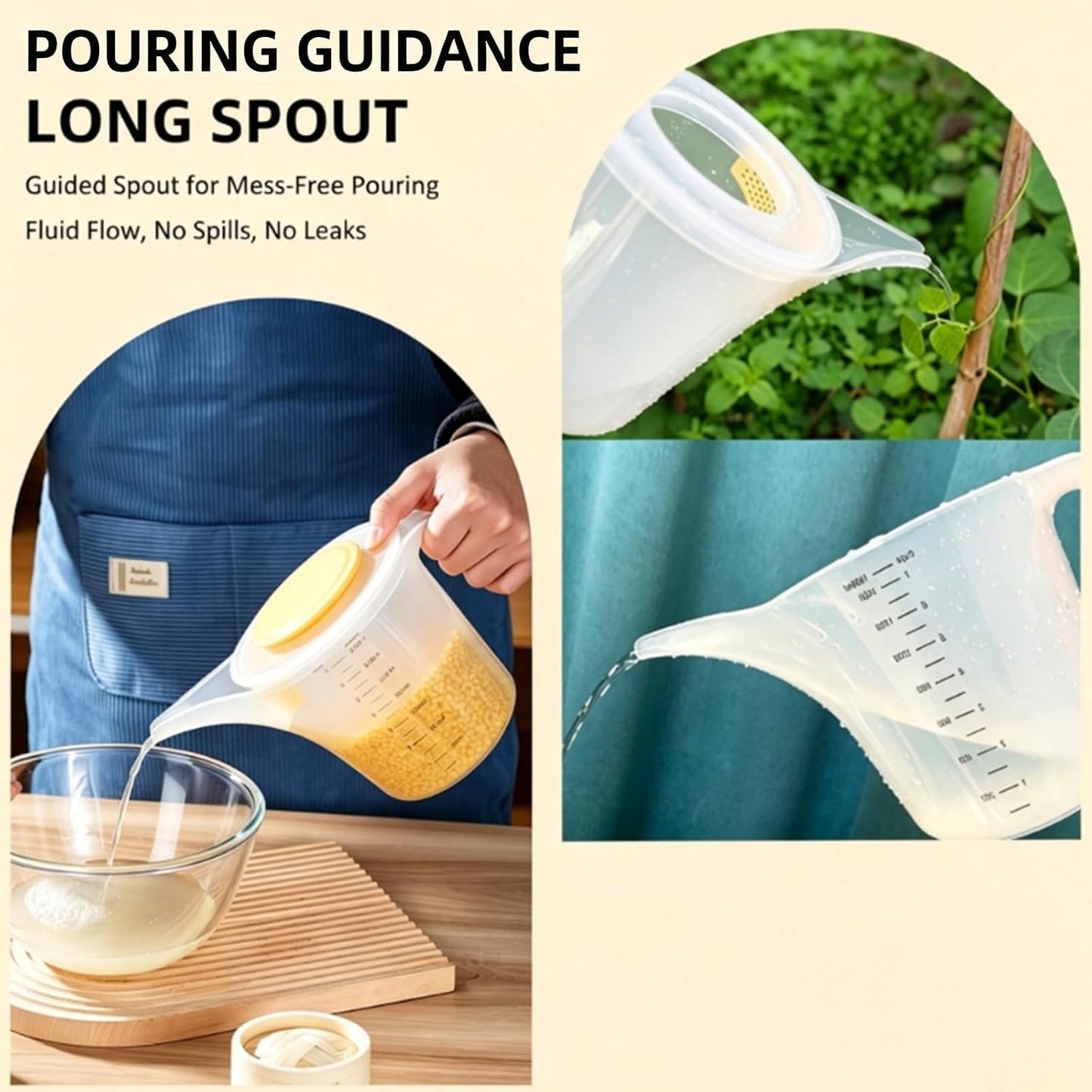 1500ML Measuring Funnel Pitcher, Plastic Measuring Cup with Long Spout