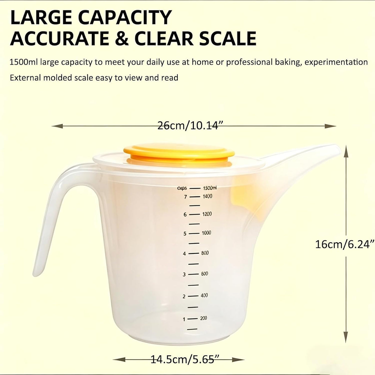 1500ML Measuring Funnel Pitcher, Plastic Measuring Cup with Long Spout