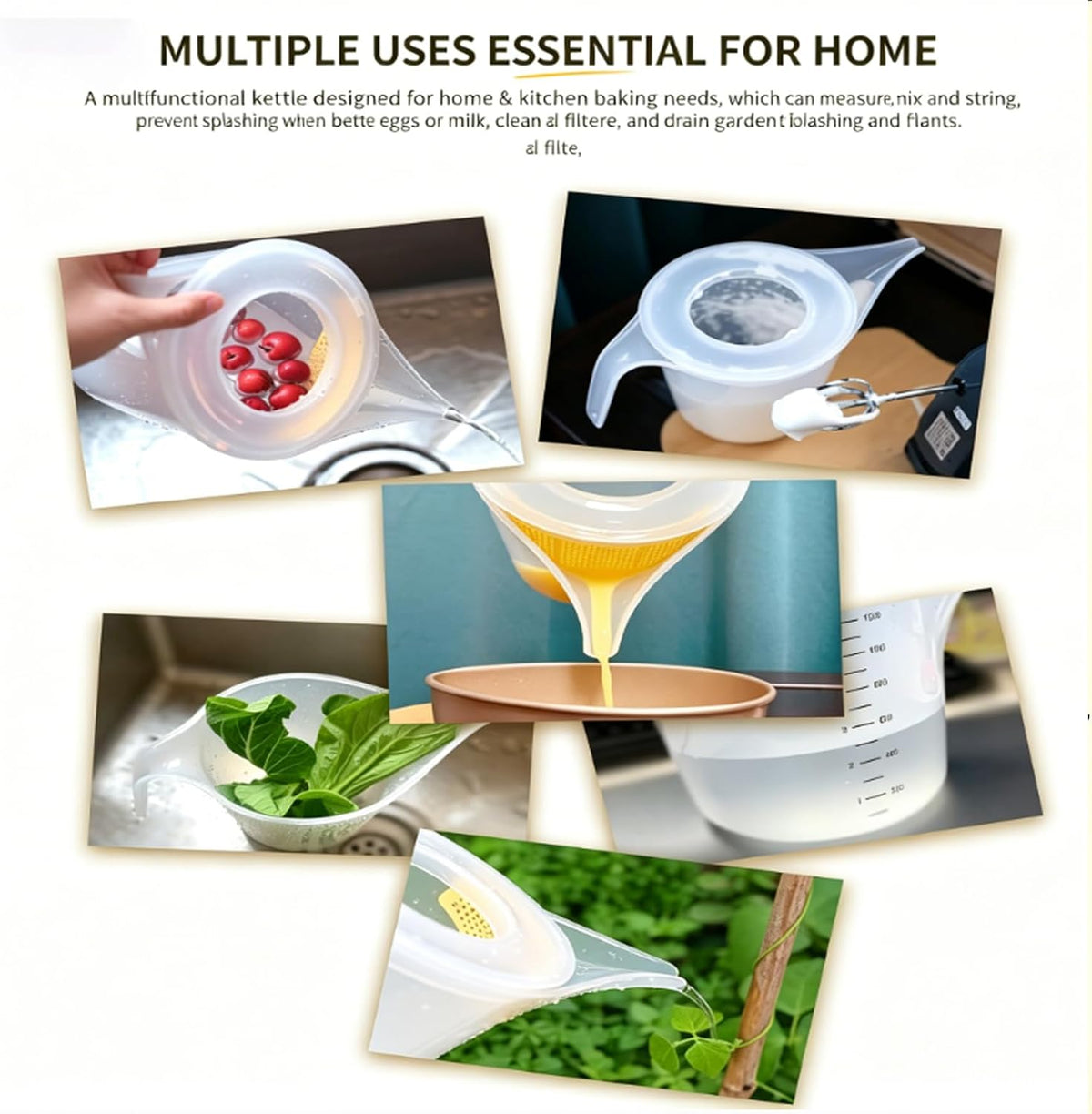 1500ML Measuring Funnel Pitcher, Plastic Measuring Cup with Long Spout