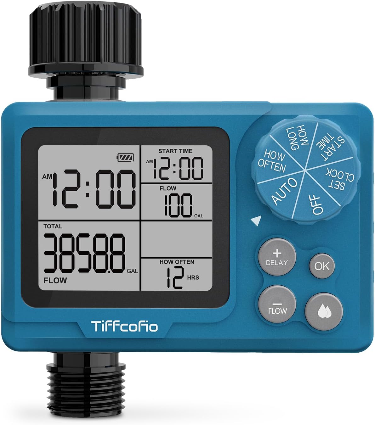 Programmable Water Volume Control Sprinkler Timer, Water Duration Control Hose Timer with Water Meter, Auto and Manual Watering for Irrigation, Garden and Drip System