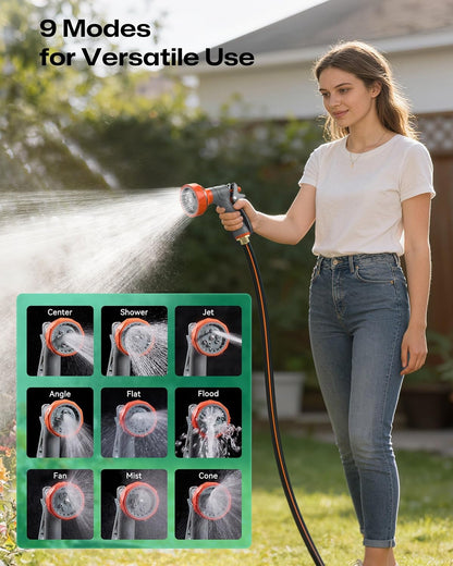 Retractable Garden Hose Reel 1/2"x150ft, 3-Ply Reinforced Heavy Duty Garden Hose Reel, Kink-Free Rewind and Lock at Any Length, Rust Prevention Metal Mount, 180° Swivel Bracket for Lawn & Gardening