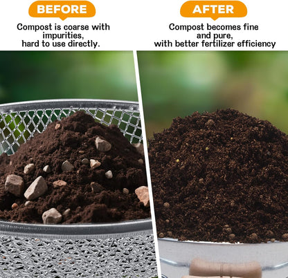 3Pcs 3 Apertures Sizes Soil Sifter Sieve - Heavy Duty Galvanized Screen for Compost, Dirt, Rocks, Gravel & Garden - Fits 5 Gallon Bucket, Rust-Resistant - Composting & Sifting Tool