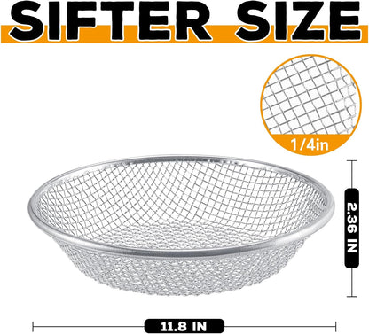 3Pcs 3 Apertures Sizes Soil Sifter Sieve - Heavy Duty Galvanized Screen for Compost, Dirt, Rocks, Gravel & Garden - Fits 5 Gallon Bucket, Rust-Resistant - Composting & Sifting Tool