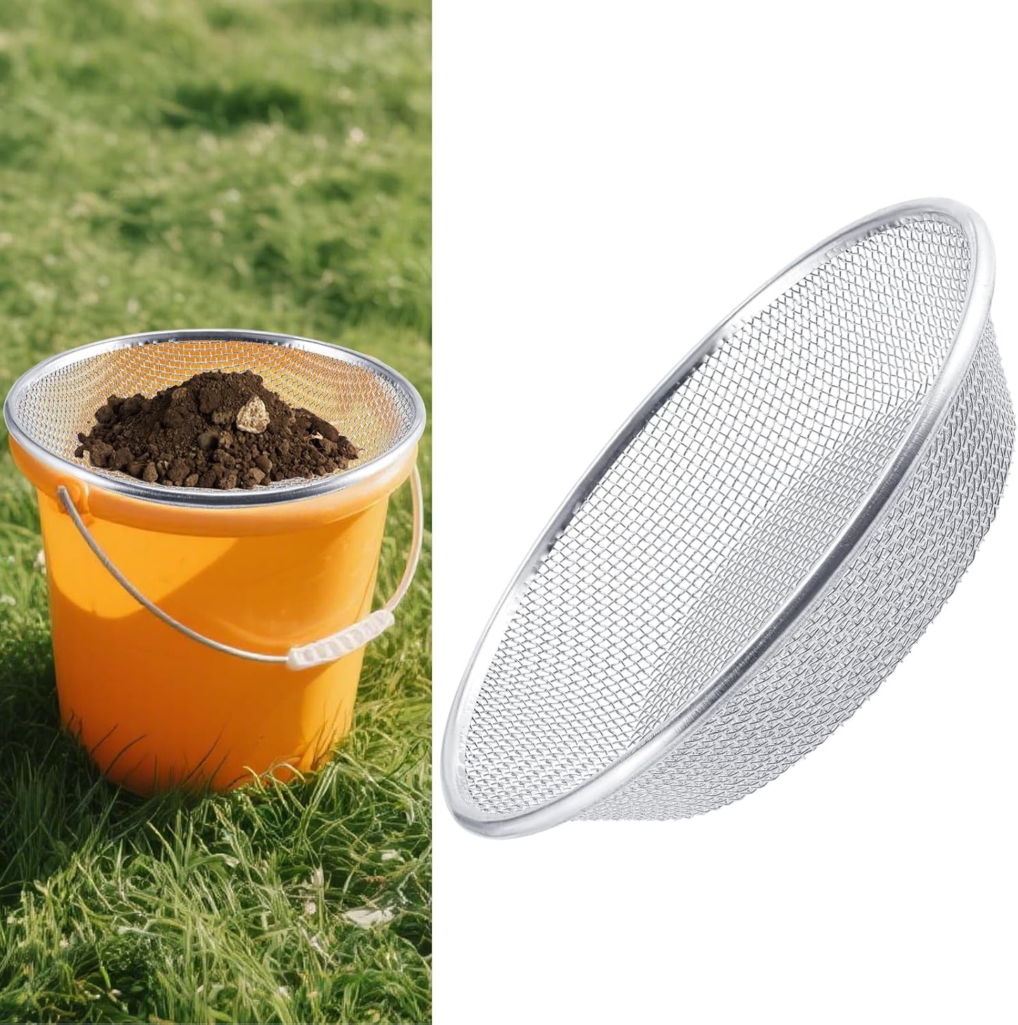3Pcs 3 Apertures Sizes Soil Sifter Sieve - Heavy Duty Galvanized Screen for Compost, Dirt, Rocks, Gravel & Garden - Fits 5 Gallon Bucket, Rust-Resistant - Composting & Sifting Tool