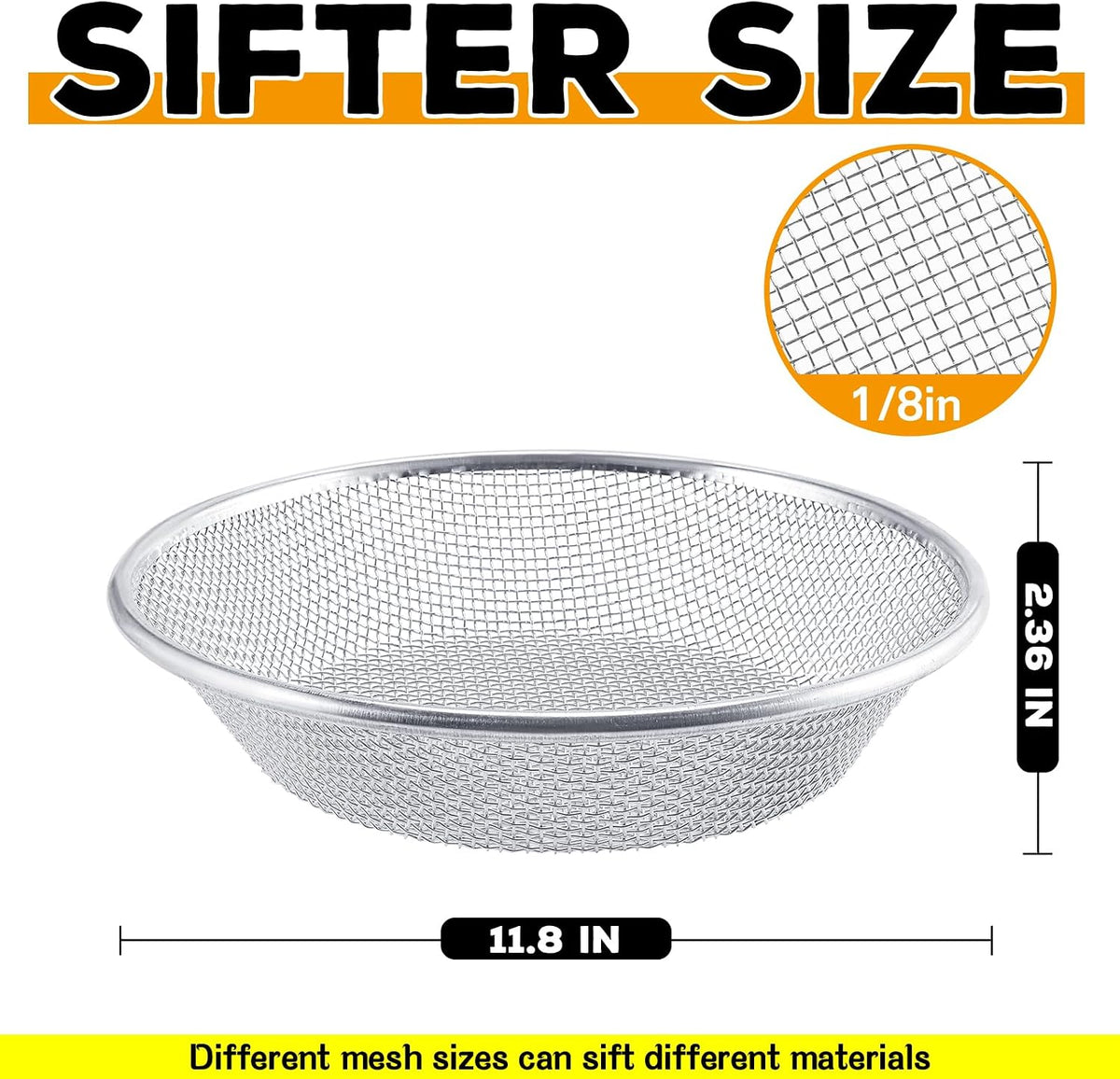 3Pcs 3 Apertures Sizes Soil Sifter Sieve - Heavy Duty Galvanized Screen for Compost, Dirt, Rocks, Gravel & Garden - Fits 5 Gallon Bucket, Rust-Resistant - Composting & Sifting Tool