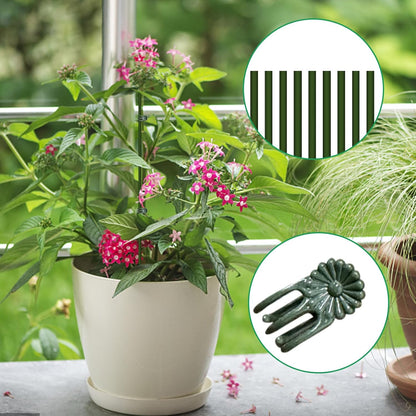 10pcs Green Plant Support Stakes with 15pcs Clips, Bendable Stakes for Tall Plants, Indoor & Outdoor Use