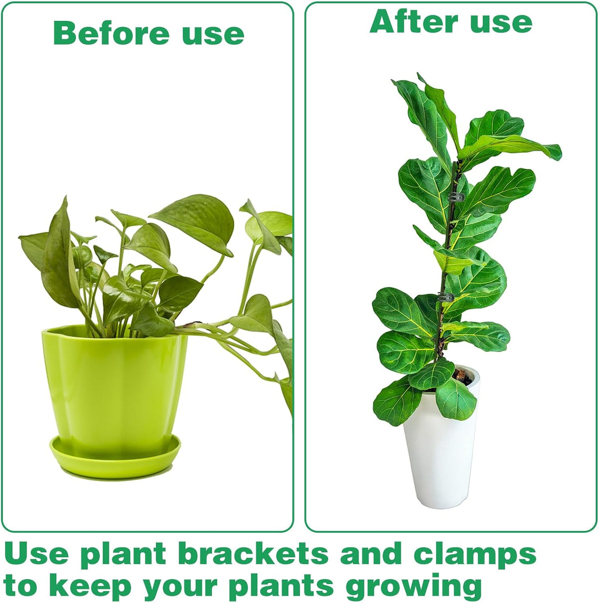 10pcs Green Plant Support Stakes with 15pcs Clips, Bendable Stakes for Tall Plants, Indoor & Outdoor Use