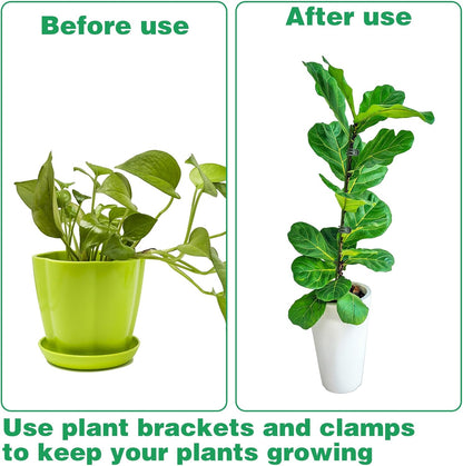 10pcs Green Plant Support Stakes with 15pcs Clips, Bendable Stakes for Tall Plants, Indoor & Outdoor Use