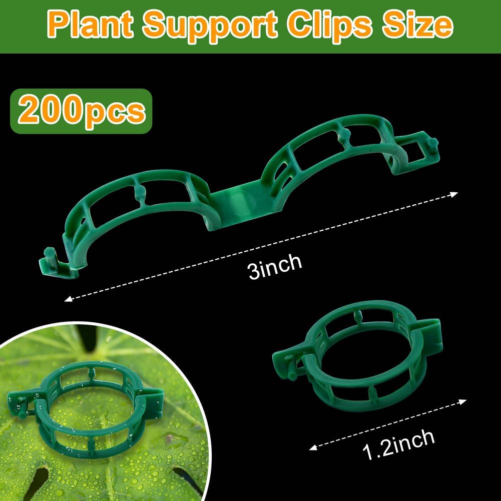 200 Pcs Plant Support Garden Clips, Tomato Clips, Crop Clips for Vine Vegetables, Fixing Tomato, Sweet Pepper, Eggplant, Makes Plants Grow Upright and Healthier