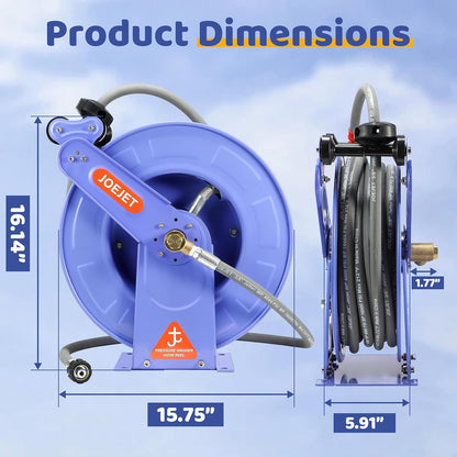 Retractable Pressure Washer Hose Reel with Hose, 50 FT x 3/8"