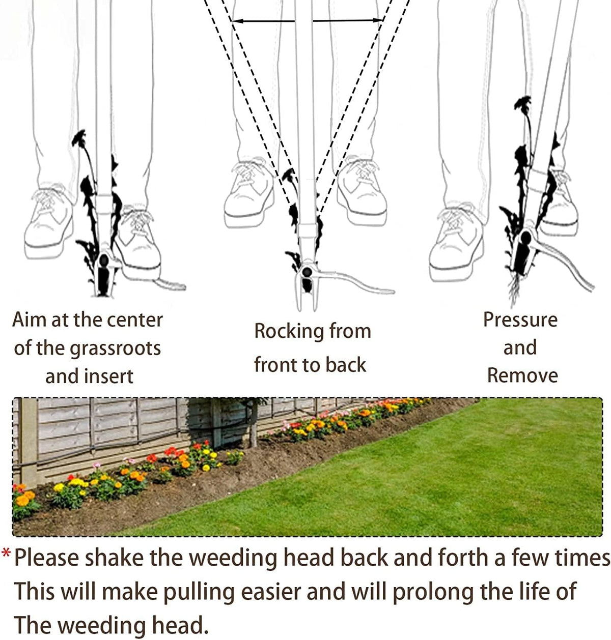 Heavy Duty Stand Up Weed Picker-Cast Iron Weed Removal Tool for Garden Handheld Weed Puller Without Bending Pulling, Kneeling -No Handle