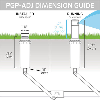 Hunter PGP-ADJ 3/4" Rotor Lawn Sprinkler Head, 22-52 ft, 4" Pop Up
