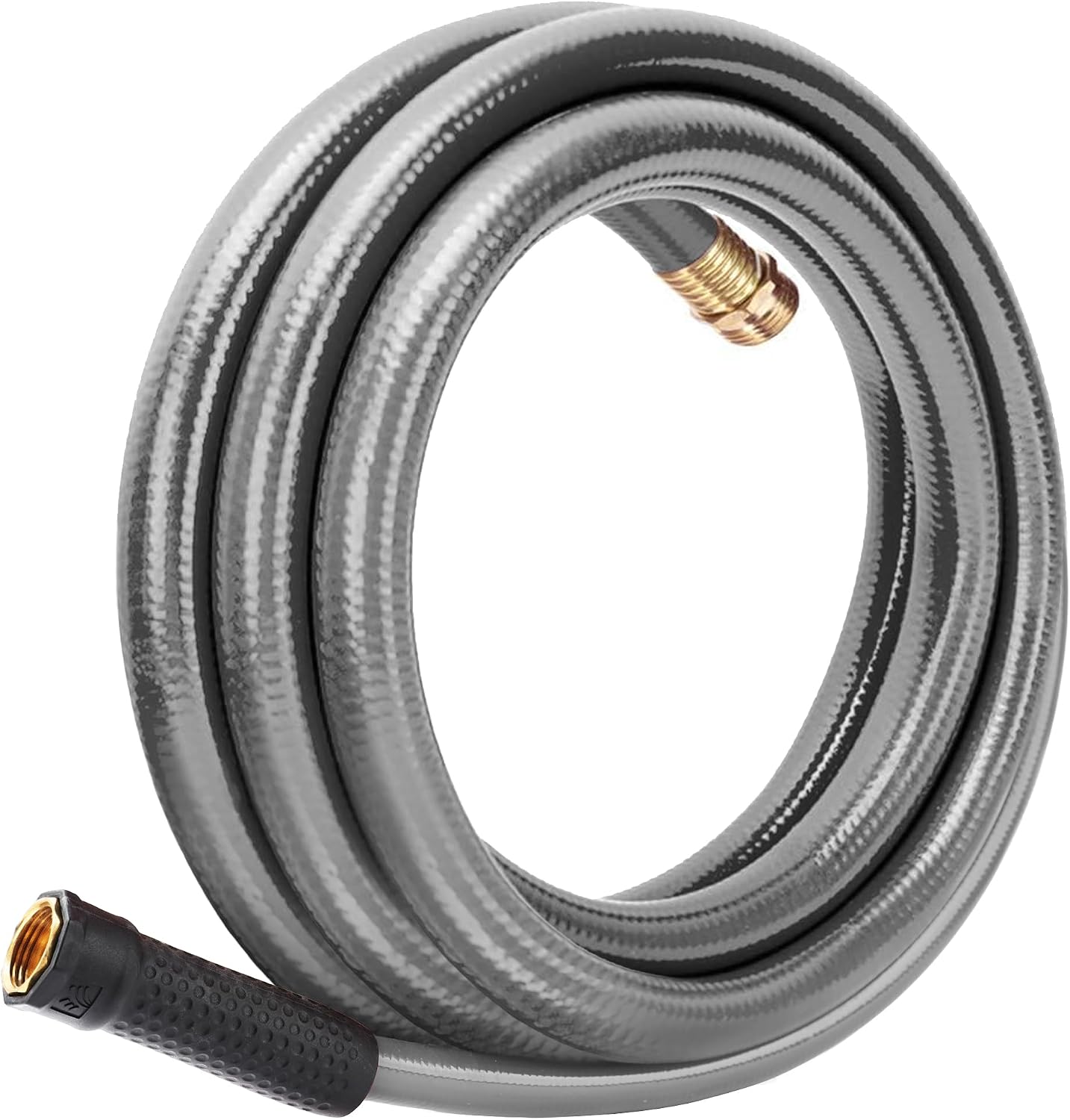 Leader Short Garden Hose 3/4 in. x 10 ft. -Heavy Duty,Durable,Lightweight,Male to Female Fittings -No Kink Leakproof PVC Flexible Water Pipe -Brass Aluminum Ends for Household & Commercial-Gray
