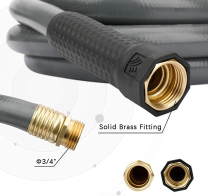 Leader Short Garden Hose 3/4 in. x 10 ft. -Heavy Duty,Durable,Lightweight,Male to Female Fittings -No Kink Leakproof PVC Flexible Water Pipe -Brass Aluminum Ends for Household & Commercial-Gray