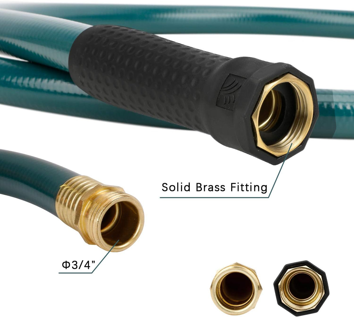 Leader Short Garden Hose 3/4 in. x 10 ft. -Heavy Duty,Durable,Lightweight,Male to Female Fittings -No Kink Leakproof PVC Flexible Water Pipe -Brass Aluminum Ends for Household & Commercial-Gray