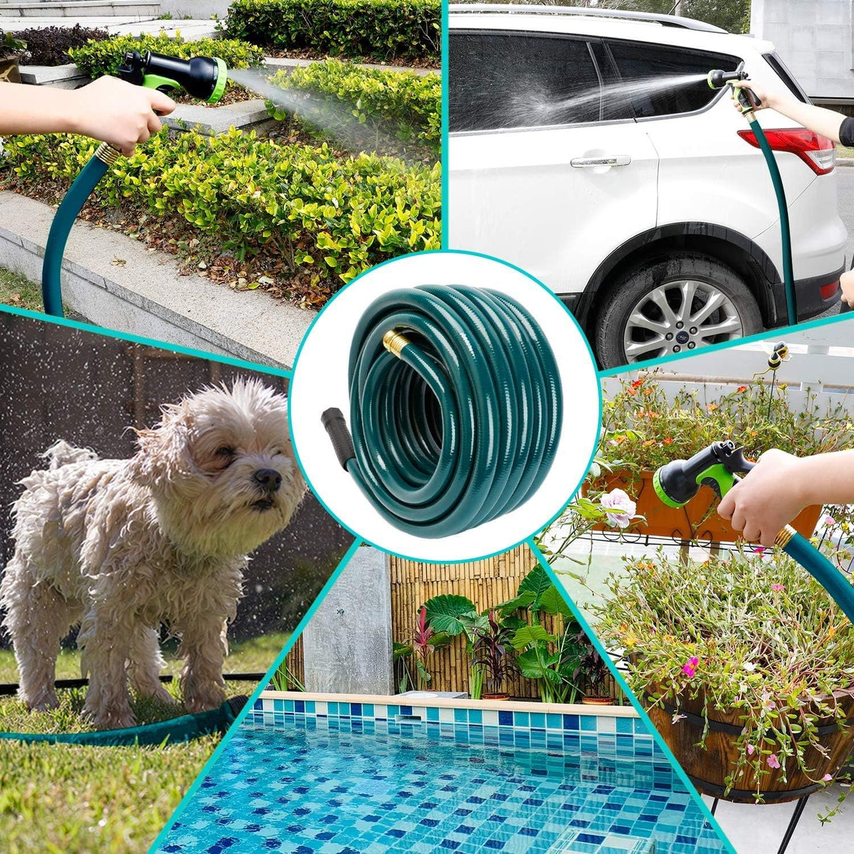 Leader Short Garden Hose 3/4 in. x 10 ft. -Heavy Duty,Durable,Lightweight,Male to Female Fittings -No Kink Leakproof PVC Flexible Water Pipe -Brass Aluminum Ends for Household & Commercial-Gray