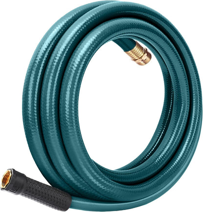 Leader Short Garden Hose 3/4 in. x 10 ft. -Heavy Duty,Durable,Lightweight,Male to Female Fittings -No Kink Leakproof PVC Flexible Water Pipe -Brass Aluminum Ends for Household & Commercial-Gray