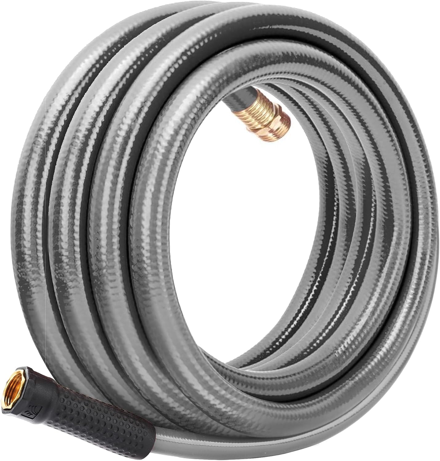 Leader Short Garden Hose 3/4 in. x 10 ft. -Heavy Duty,Durable,Lightweight,Male to Female Fittings -No Kink Leakproof PVC Flexible Water Pipe -Brass Aluminum Ends for Household & Commercial-Gray