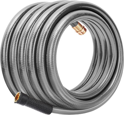 Leader Short Garden Hose 3/4 in. x 10 ft. -Heavy Duty,Durable,Lightweight,Male to Female Fittings -No Kink Leakproof PVC Flexible Water Pipe -Brass Aluminum Ends for Household & Commercial-Gray