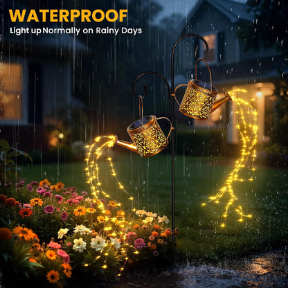 Solar Garden Lights Outdoor Decoration, Metal Solar Watering Can Lights Outdoor Waterproof, Small Patio Light Yard Lawn Pathway Decor, Gardening Gifts for Women Mom Grandma