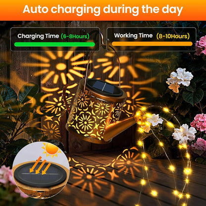 Solar Garden Lights Outdoor Decoration, Metal Solar Watering Can Lights Outdoor Waterproof, Small Patio Light Yard Lawn Pathway Decor, Gardening Gifts for Women Mom Grandma