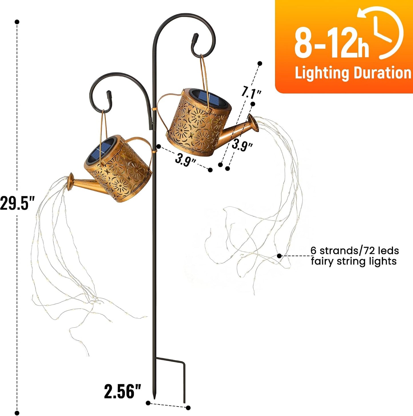 Solar Garden Lights Outdoor Decoration, Metal Solar Watering Can Lights Outdoor Waterproof, Small Patio Light Yard Lawn Pathway Decor, Gardening Gifts for Women Mom Grandma