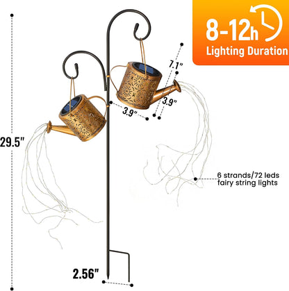 Solar Garden Lights Outdoor Decoration, Metal Solar Watering Can Lights Outdoor Waterproof, Small Patio Light Yard Lawn Pathway Decor, Gardening Gifts for Women Mom Grandma