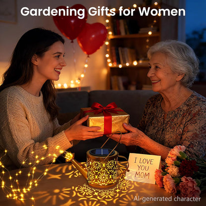 Solar Garden Lights Outdoor Decoration, Metal Solar Watering Can Lights Outdoor Waterproof, Small Patio Light Yard Lawn Pathway Decor, Gardening Gifts for Women Mom Grandma