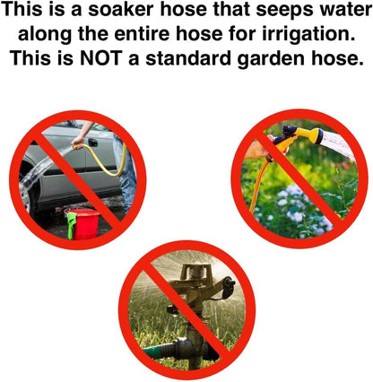 Flat Weeper Soaker Hose (25-Foot) - Drip Irrigation - Saves 70% Water - Drips Water Entire Length of Hose - Includes 3 Pressure Reducing Discs - NOT a Regular Garden Hose
