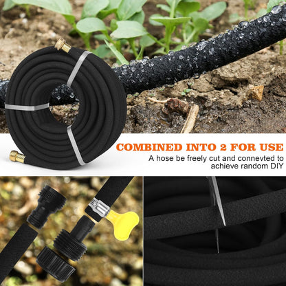 1/2" 150 FT Round Soaker Hose for Garden Lawn Vegetable Tree Watering