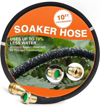 1/2" 150 FT Round Soaker Hose for Garden Lawn Vegetable Tree Watering