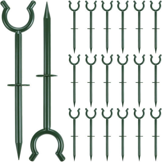 3/4" Garden Hose Holder Brackets - 20 Pcs Plastic Outdoor Hose Guide Stakes Support Spike Tool