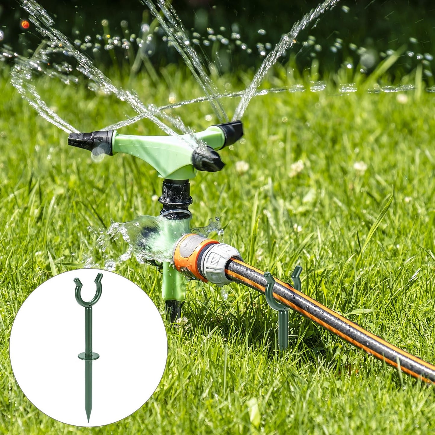 3/4" Garden Hose Holder Brackets - 20 Pcs Plastic Outdoor Hose Guide Stakes Support Spike Tool