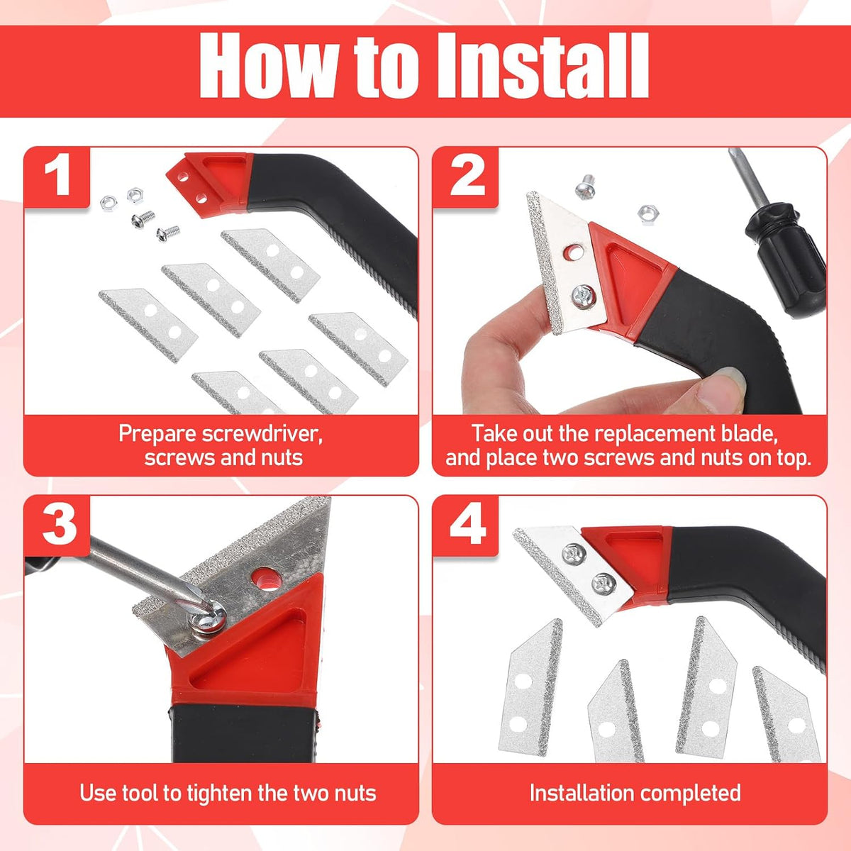 Grout Removal Tool with 5 Pcs Replacement Blades Hand Grout Scraping Rake for Tile Gap Cleaning and Repair