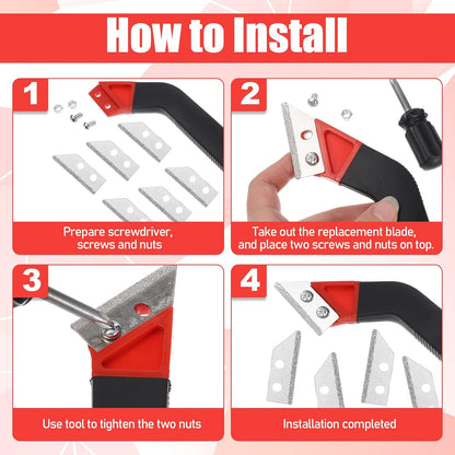 Grout Removal Tool with 5 Pcs Replacement Blades Hand Grout Scraping Rake for Tile Gap Cleaning and Repair