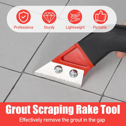 Grout Removal Tool with 5 Pcs Replacement Blades Hand Grout Scraping Rake for Tile Gap Cleaning and Repair